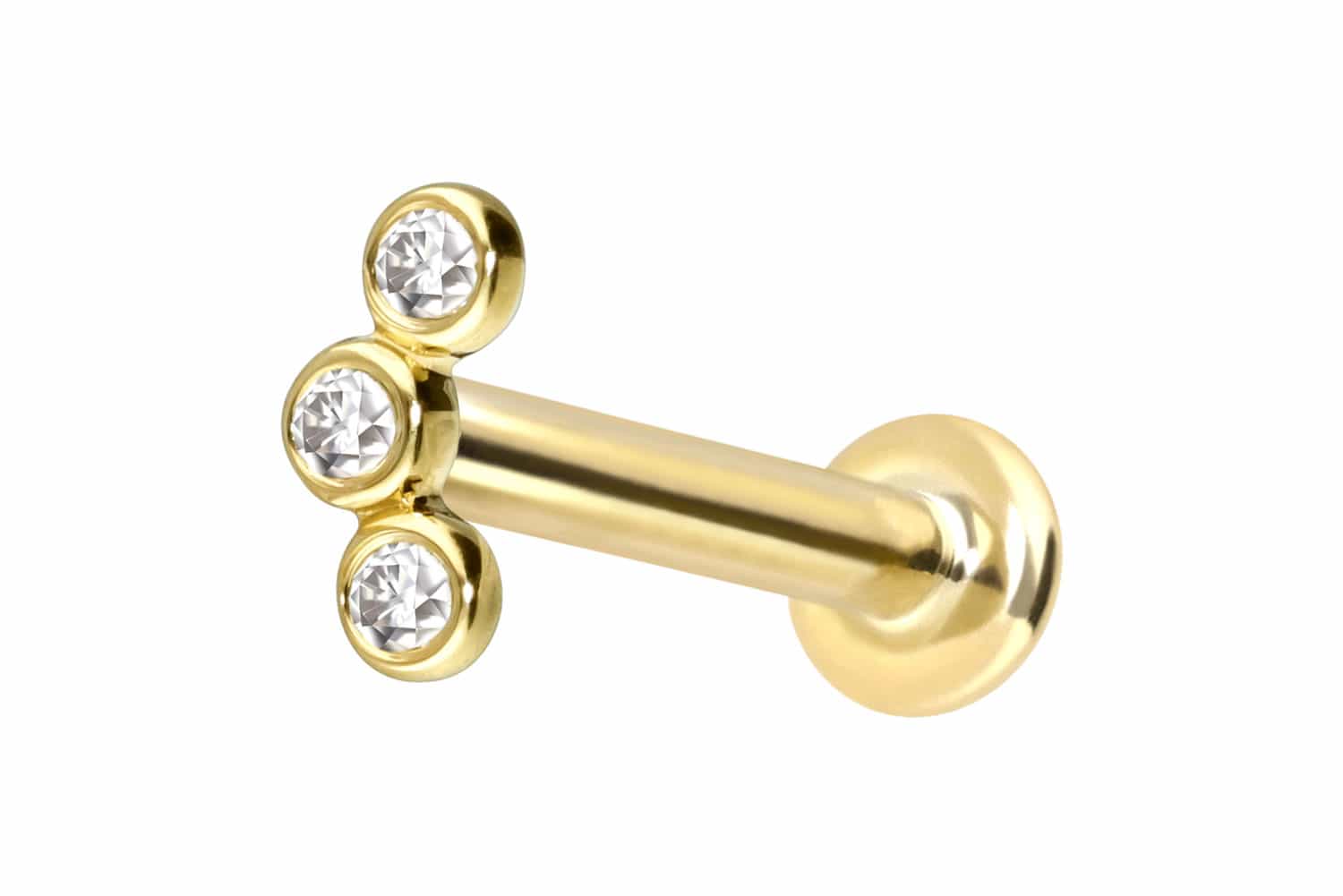 14 Karat Gold Labret mit Push Fit MOISSANIT-BOGEN